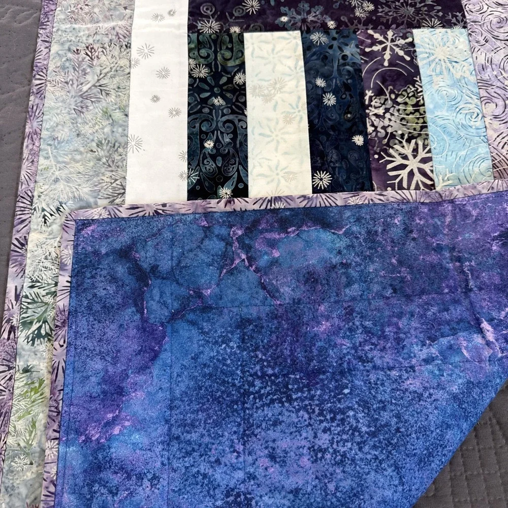 Hand Made Quilted Table Runner Topper Mat ~Multi color Batiks ~20.5x 50